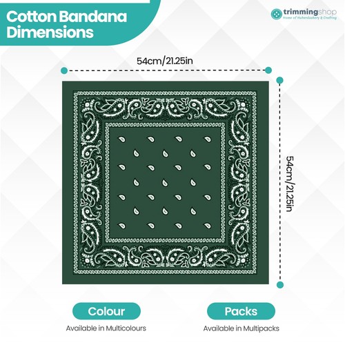 Bandana Stampa Paisley 100% Cotone Sciarpa Fascia Collo Avvolgente - Foto 131 di 284