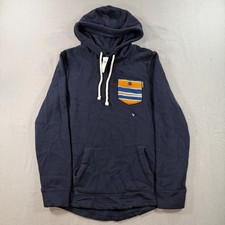 NWT Hollister Fleece Pullover Hoodie Mens Small Blue Contrast Pocket Sweatshirt