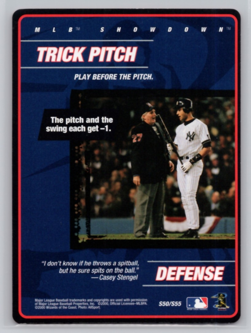 2000 MLB SHOWDOWN 1ST EDITION #S50 TRICK PITCH STRATEGY YANKEES DEREK JETER