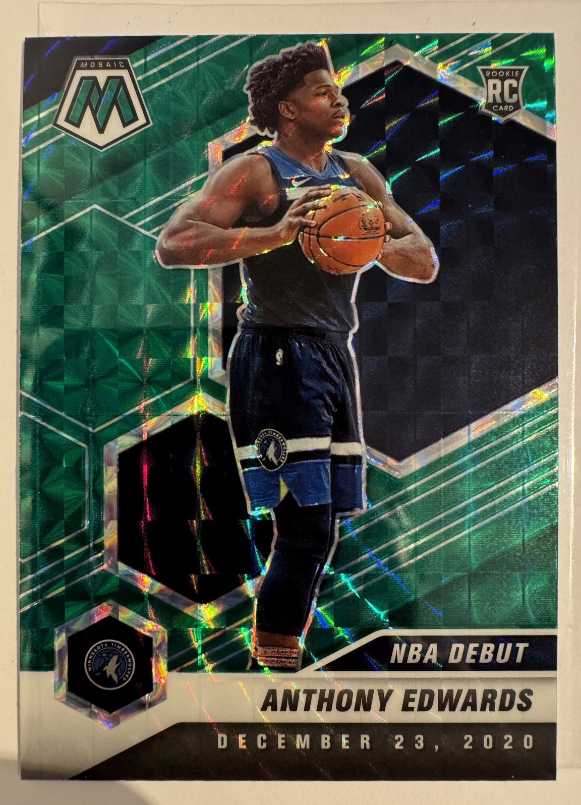 2020 Mosaic ANTHONY EDWARDS NBA ROOKIE Debut Reactive Green RC #261