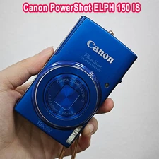 English Canon PowerShot ELPH 150 IS 20.0MP Blue Digital Camera 10x Optical Zoom