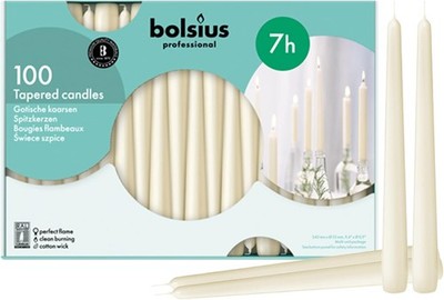 BOLSIUS Ivory Taper Candles 100 Count Bulk Pack  10 Inch Dinner Candle Set  7...