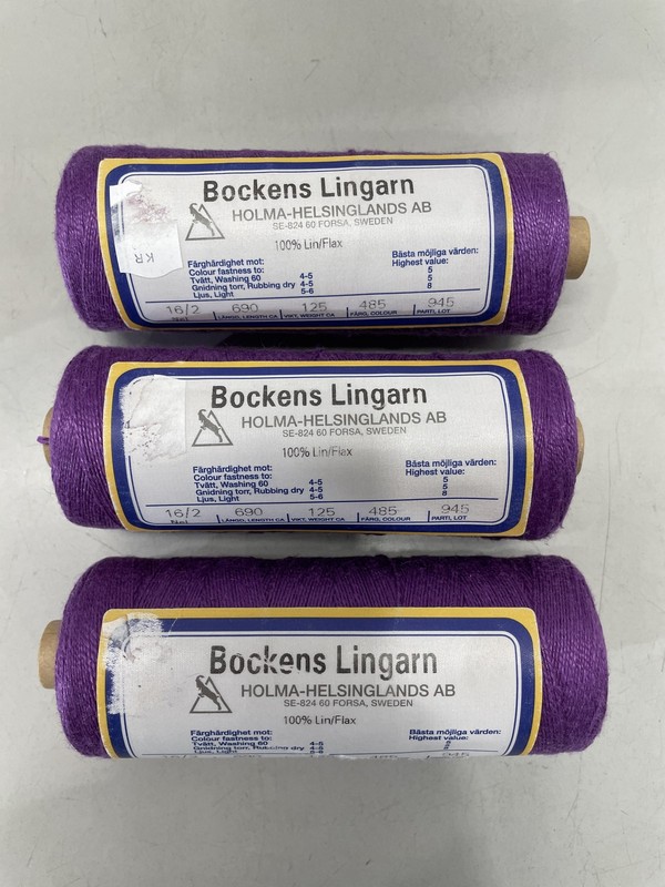Bockens Line Linen 16/2 100% Flax Purple 485 Lof of 3