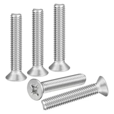 M6-1x35 Flat Head Machine Screws -15pcs -304 Stainless Steel -Silver