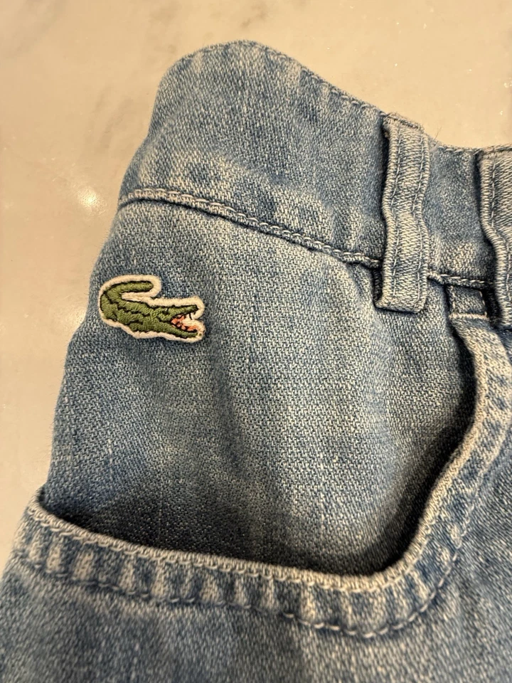 Lacoste Denim Skirt Womens 36 A-line Green Alligator Zipper Made In France Small - Image 2 of 4