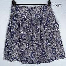 Lafayette 148 New York Size-16 Blue Skirt 100 Silk Midi Paisley Floral