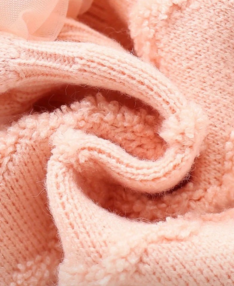 Vestido de princesa tejido para niña pequeña suéter con volantes tutú melocotón manga larga invierno 3T Foto 4 de 4