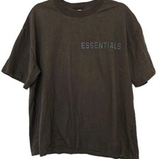 Essentials Fear Of God Brown Puff Print Logo Spell Our Men  s T Shirt L Boxy