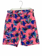 Lands' End Pink Tropical Leaf Swim Shorts