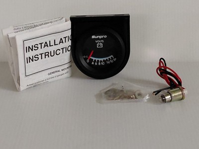 Sunpro 2'' Vintage Voltmeter Black / Black Bezel CP7985 OS   0-18V 1990 - New