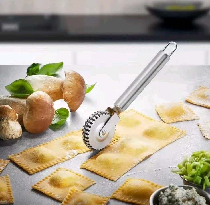 ✅Ravioli Schneider Teigtaschen Nudelformer Nudelteig Crimper Rolle Edelstahl NEU