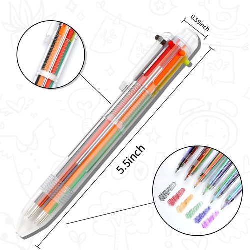 Multicolor Pen in One 0.5mm 6-in-1 Retractable Ballpoint Pens 6 Colors Multi - Picture 2 of 7