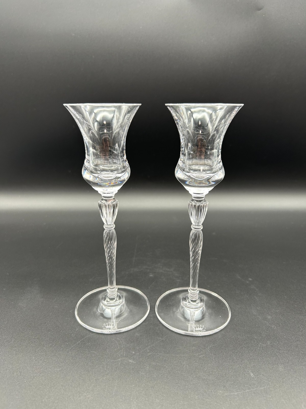 Vtg Royal Doulton Oxford Crystal Candlestick Set of 2 Taper 