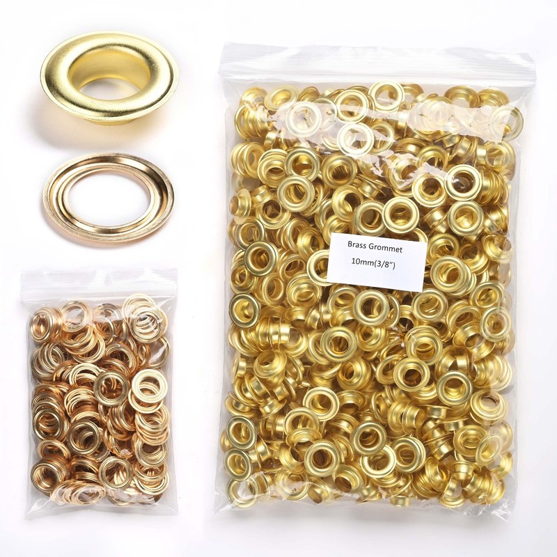 Yescom 500 sets Grommet Kit 3/8 inch 10mm Size #2 Solid Brass Eyelets Washers