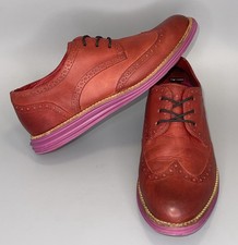 Cole Haan Lunargrand Leather Wingtip Shoes Womens 6.5 Red Casual Oxford Lace Up