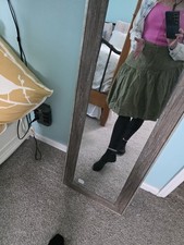 Gap Vntg Linen Skirt Tie Waist Adjustable Fit Olive green Cotton lined Bohocore