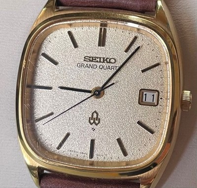SEIKO Grand Quartz 4843-5100 Gold Dial Vintage 1970s Men's Watch