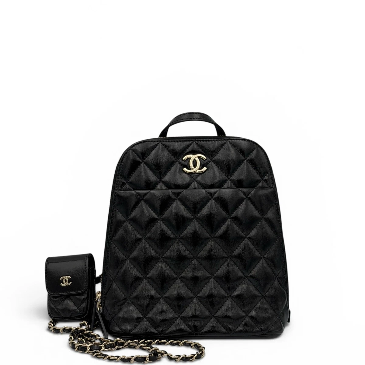 authentic chanel black quilted leather large backpack Caviar Chanel 25 1794178 1996-1997 Black Duma Quilted Lambskin
