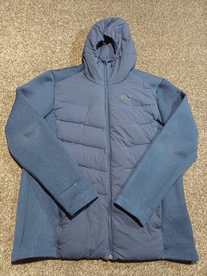 Jack Wolfskin Jacke Herren 3XL blau Kapuze Daunen Puffer Fleece gesteppt Reißverschluss Wandern