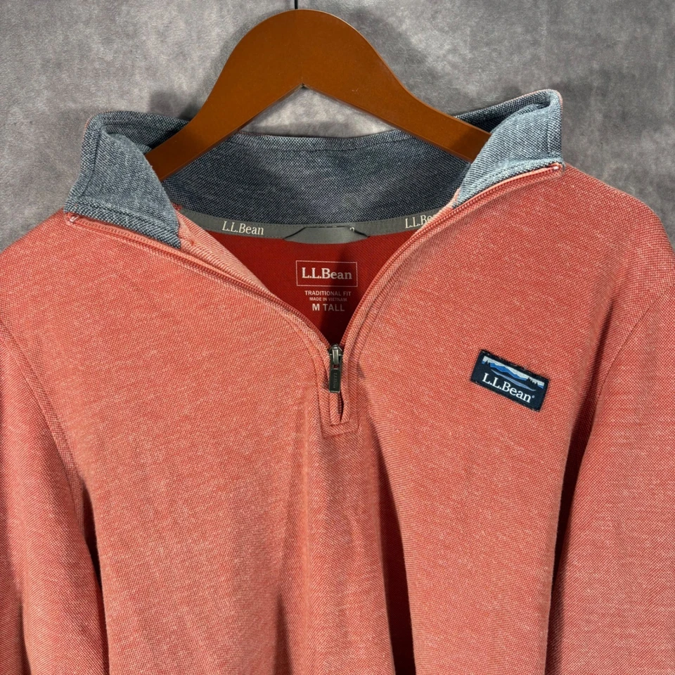 Suéter LL Bean Para Hombre Mediano Alto Calce Salmón Manga Larga Pullover Foto 2 de 4
