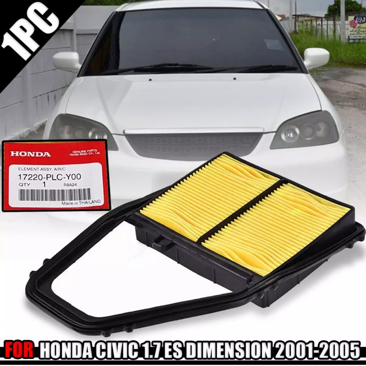 17220 PLC Y00 Genuine Engine Air Filter For Honda Civic ES 1.7L 2001 2005 Sedan