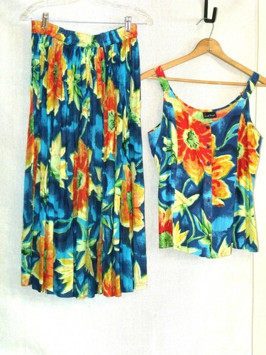 Sacred Threads 2 piece tropical floral skirt blouse / women one size / #b39