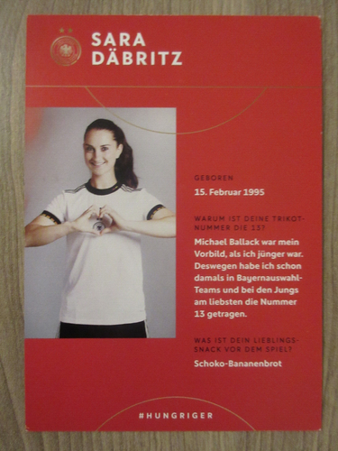 Tarjeta de autógrafo original firmada Sara Däbritz / DFB mujer T29 - Imagen 2 de 2