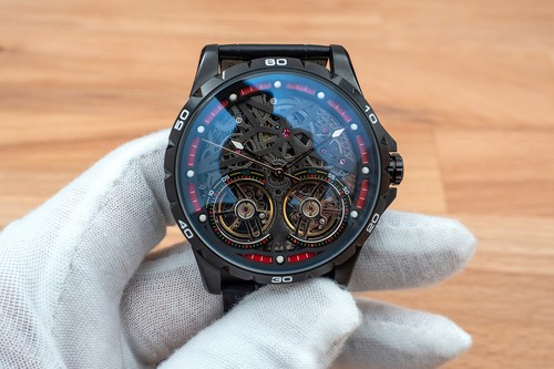 Herren Doppelschwungrad offenes Herz Ausstellung Skelett Automatik mechanische Uhr - Bild 5 von 12