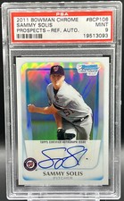 2011 Chrome Prospect Sammy Solis 41/400 PSA 9 *Pop1* Nationals Auto Refractor RC