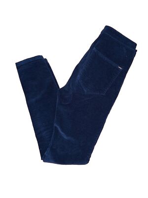 Pull & Bear Velvet Skinny Pants Women's 26 High Rise Peacock Blue Teal Stretch