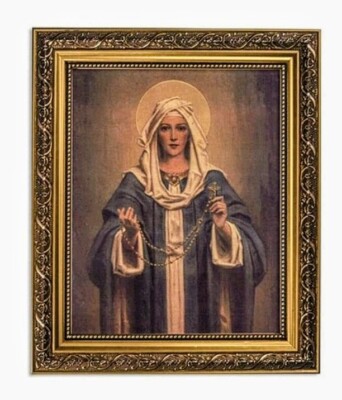Chambers Our Lady of the Rosary Mary Gold Framed Picture Art 10.5"Wx12 ...