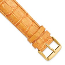 DeBeer 22mm Orange Crocodile-Style Grain Chrono Gold-tone Buckle Watch Band