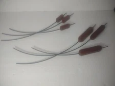 Vintage Mid Century Modern Cattail Wood & Metal Wall Decor