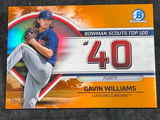 2023 Bowman Chrome ORANGE REFRACTOR BOWMAN SCOUTS TOP 100 #40 Gavin Williams /25