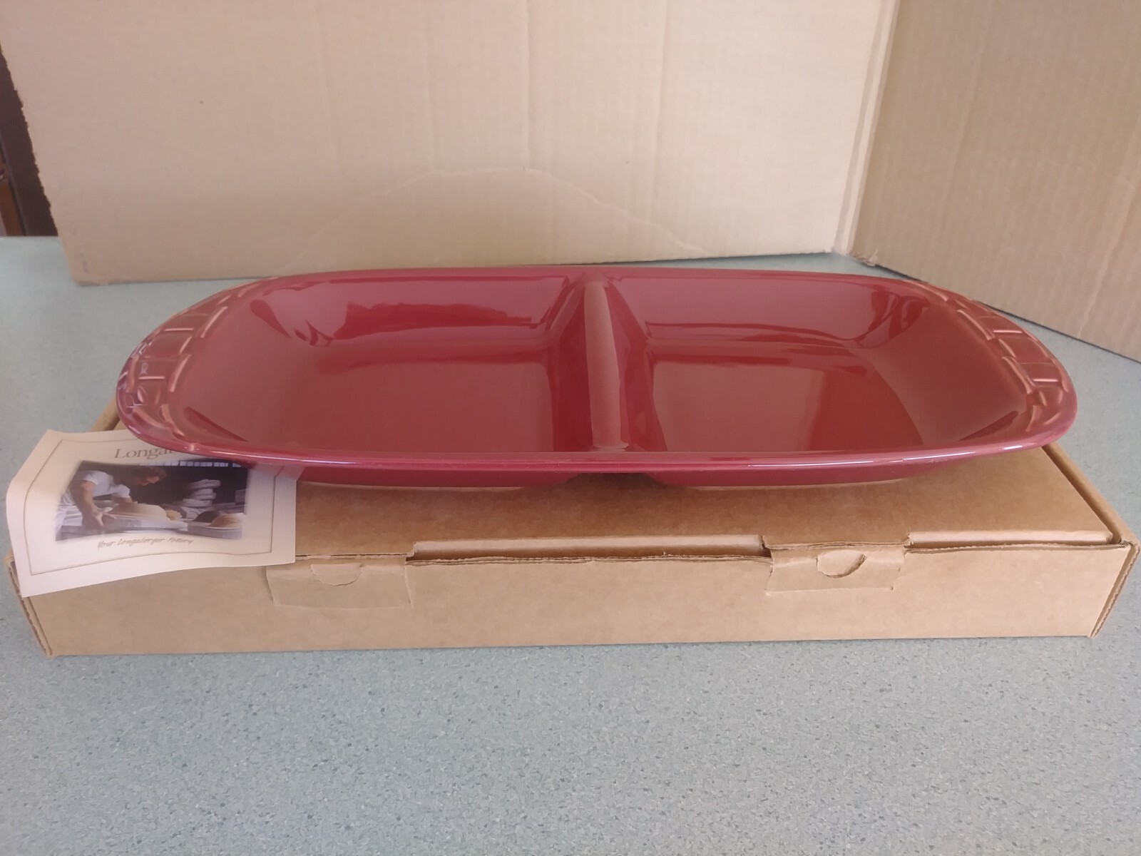 Longaberger USA Pottery Woven Traditions Divided Dish in Paprika New in box eBay