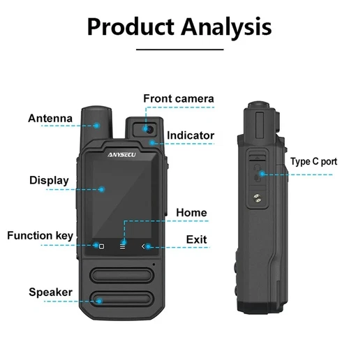 ANYSSECU Radio de Red Zello Walkie Talkie F2 4GA Android 7.1 Trabajo Real-ptt Zello - Imagen 6 de 8