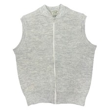 Vintage LL Bean High Trek Yarn Wool Knit Full Zip Sweater Vest USA Made Size XL