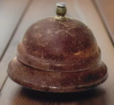 Antique Metal General Store Counter Service / School Bell with Iron Clapper