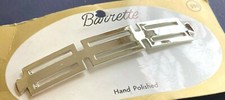 Vintage Barrette - Silver Color Hand Polished Metal Barrette