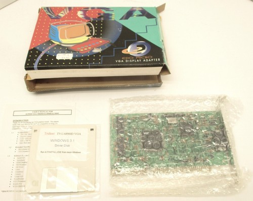 Vintage 1994 MINT New In Box 16 Bit ISA SVGA Video Card Trident TVGA8900D Chip