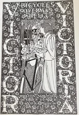 1896 Will Bradley VICTOR~VICTORIA Art Nouveau Overman Wheel Co. Bicycle Print Ad