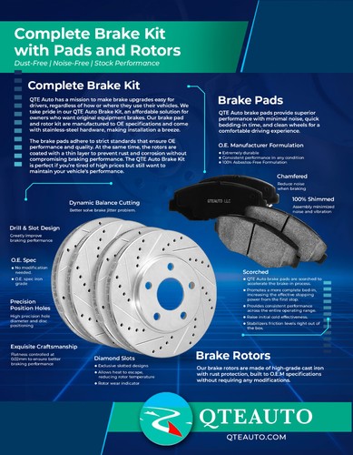8 Rear 292mm Drilled Brake Rotors-Brake Pad-Wheel Hub For 2008-2013 Nissan Rogue - Picture 9 of 10