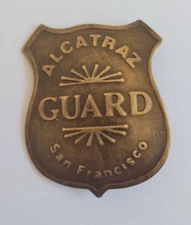 Collectable Alcatraz Guard Badge - Old West Prison Guard Solid Brass 2.5" Badge