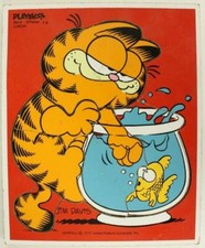 Vintage Wood Puzzle PLAYSKOOL 250-2 6PC Lunch Jim Davis 1978 GARFIELD Cartoon