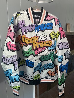 NWT Headgear Classics Fresh Prince Graffiti 5X Satin White Jacket