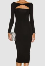 $230 SER.O.YA Women's Black Irene Cut-Out Midi Dress Size S