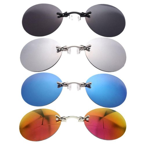 *Clip Nose Sunglasses Round Glasses Morpheus Matrix Sun UV400 Frameless A0I3 - Picture 2 of 14
