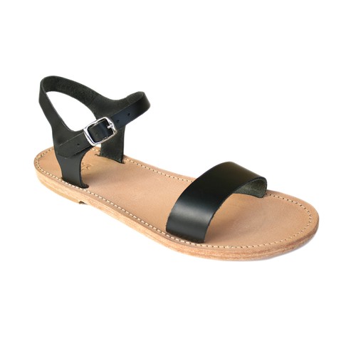 mens black leather classic strap sandals Gladiator Greek Roman dress one bar - Picture 5 of 5
