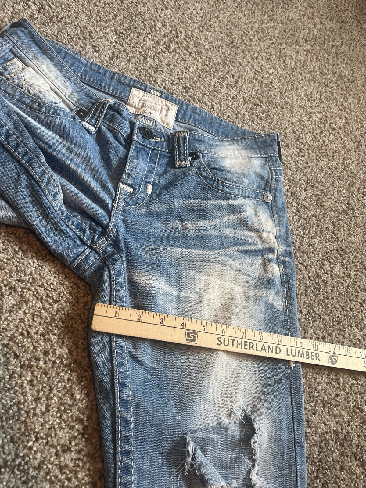 Big Star Jeans Womens 30 Liv Thick Stitch Distressed Denim Raw Hem 32 X 23 - View 14