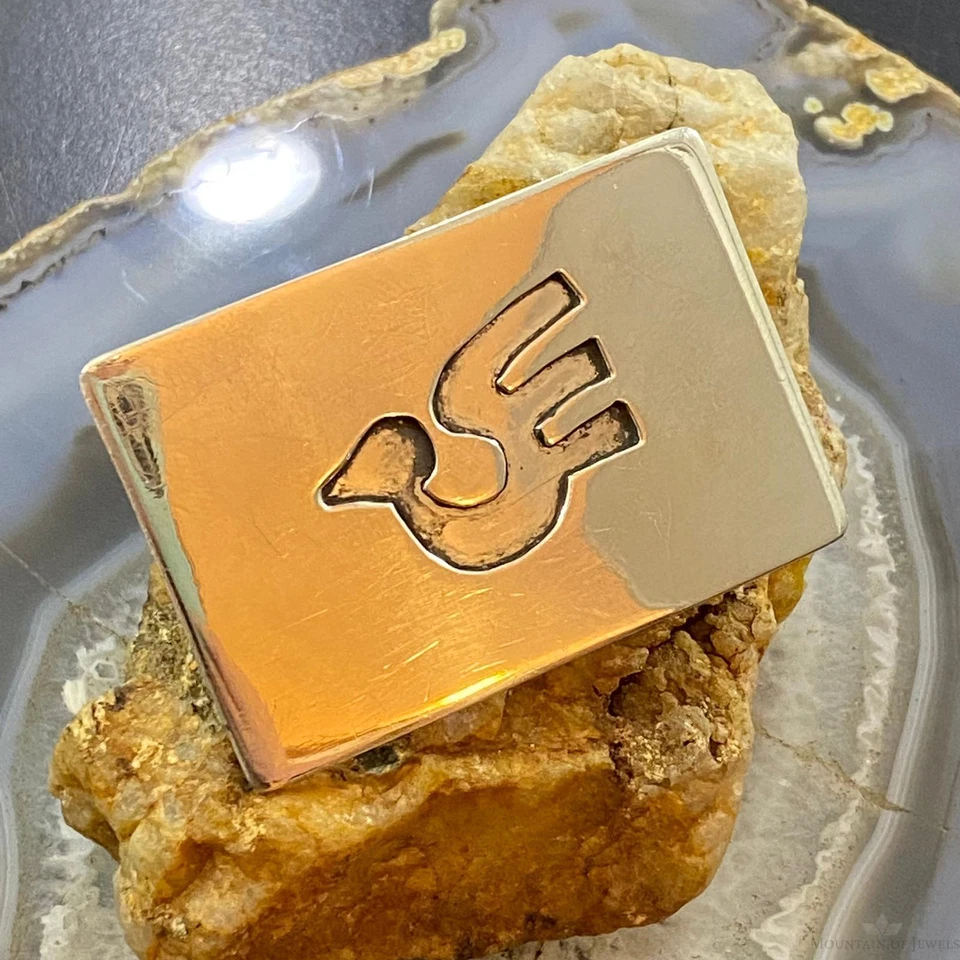 Vintage Native American Silver Overlay Dove Rectangle Unisex Belt Buckle - Image 2 of 4